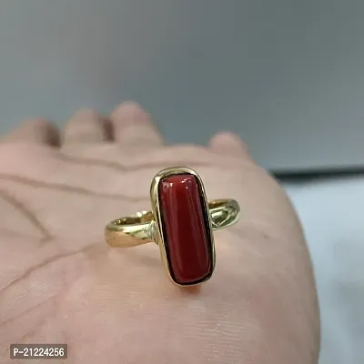 100% genuine gemstone (red coral)with lab tested certificate Metal Coral Gold Plated Ring