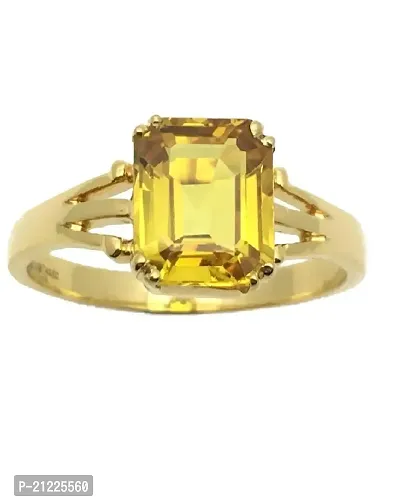 Yellow Sapphire /pukhraj ring gold plated ring natural sapphire Stone Sapphire Gold Plated Ring