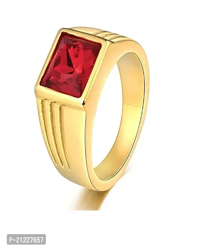 Ratti Natural Ruby Rashi Ratan Adjustable Metal Ruby gold  Plated Ring.
