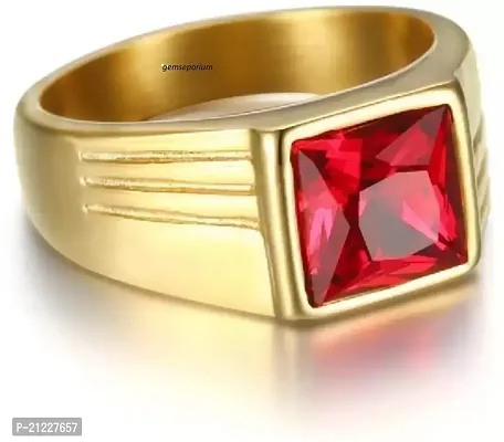Ratti Natural Ruby Rashi Ratan Adjustable Metal Ruby gold  Plated Ring.-thumb2