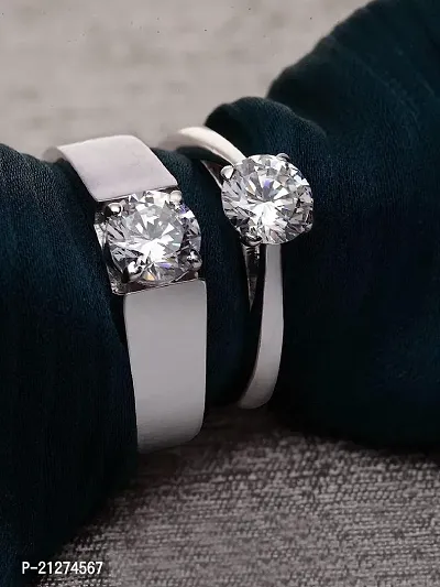 Romantic Sterling Silver Zircon Diamond Lover Couple Rings Alloy Ring