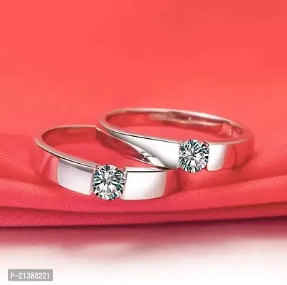 Peora Silver Plated Trendy Elegant Austrian Crystal Couple Rings for Lovers Anniversary Engagement Promise Jewellery for Men and Women Girlfriends Boyfriendshellip;