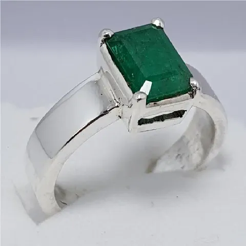 Emerald / Panna Ring Natural Original Panna Gemstone Stone Emerald Silver Plated Ring
