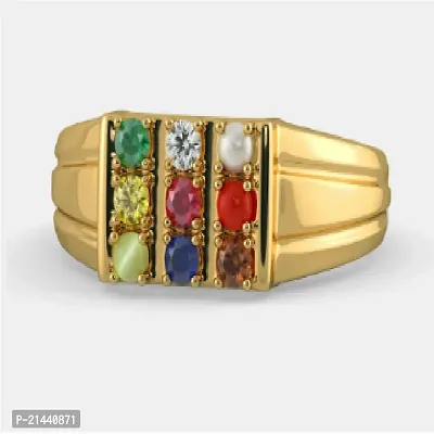 Natural Certified Navratna Stone Nine Planet Adjustable Ring Stone Crystal Gold Plated Ring.-thumb3