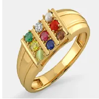 Natural Certified Navratna Stone Nine Planet Adjustable Ring Stone Crystal Gold Plated Ring.-thumb1