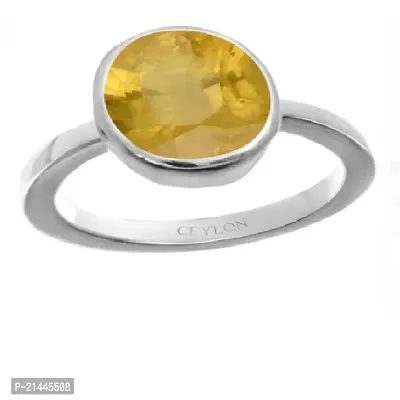 Natural Yellow Sapphire Ring for Women's/Men's Brass Sapphire Gold Plated Ring.