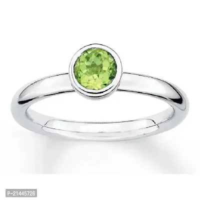 Peridote Ring With Natural Stone Peridot Silver Plated Ring for women  men.