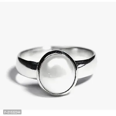 Pearl Ring With Natural Moti Stone Lab Certified  Astrological Stone For Unisex Brass Ring.