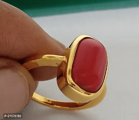 Natural Italian Cora stone Lab Certified for Men  Women Metal Coral Gold Plated Ring