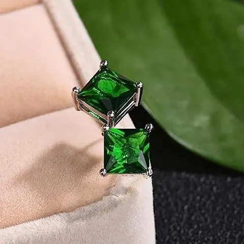 Emerald earring emerald crystal stone fashion stud earrings Crystal Brass for women girls earring