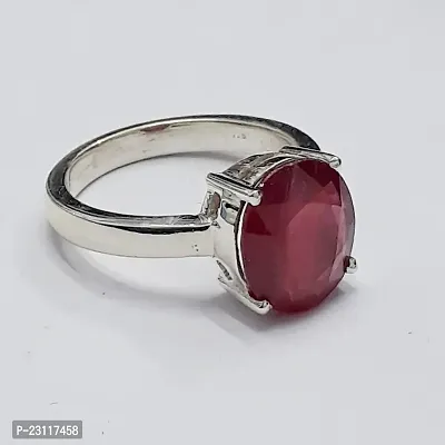 Natural Silver Plated Adjustable Ring Pink Ruby Stone Ring  Cut in for Men  Women Stone Ruby Silver Plated Ring-thumb2