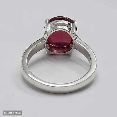 Natural Silver Plated Adjustable Ring Pink Ruby Stone Ring  Cut in for Men  Women Stone Ruby Silver Plated Ring-thumb3