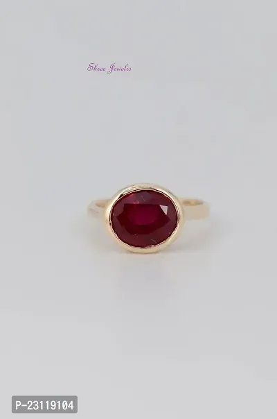 Natural  Ruby Gemstone RING For Mens  Womens Copper Ruby Gold Plated Ring.-thumb0