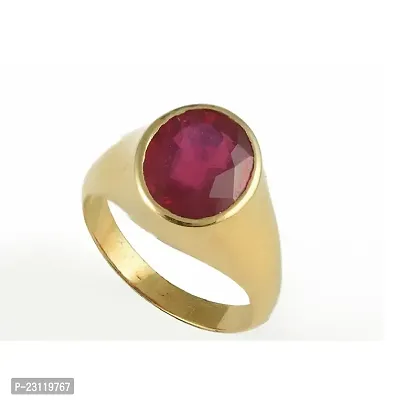 NATURAL AND CERTIFIED RUBY ADJUSTABLE RING Brass Ruby Gold Plated Ring .