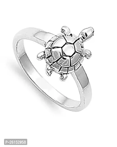 Silver Plated Brass, Tortoise, Turtles, Turtle, Design, Excellent finish, Free Size Finger Ring for Men and Women Brass Silver Plated Ring.-thumb0