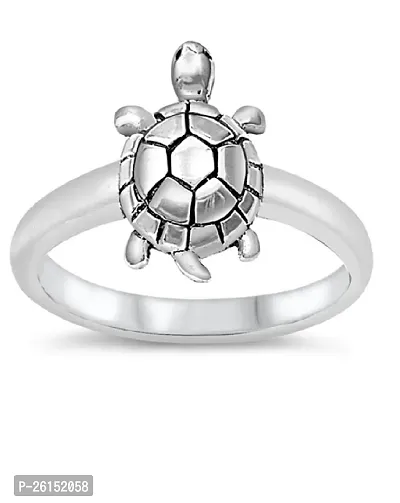 Silver Plated Brass, Tortoise, Turtles, Turtle, Design, Excellent finish, Free Size Finger Ring for Men and Women Brass Silver Plated Ring.-thumb2