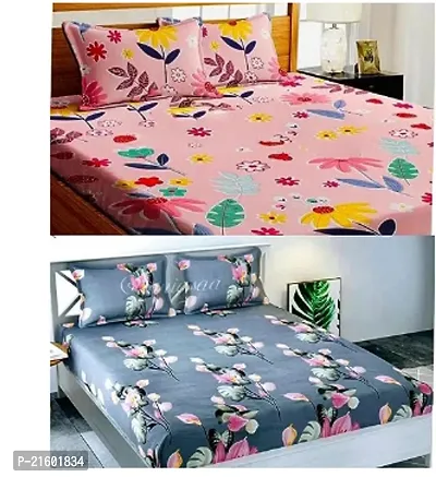 Elegant Multicoloured 2 BedSheet With 4 Pillow Covers