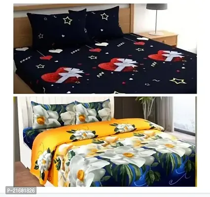 Elegant Multicoloured 2 BedSheet With 4 Pillow Covers