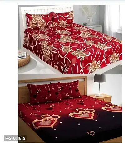 Elegant Multicoloured 2 BedSheet With 4 Pillow Covers-thumb0
