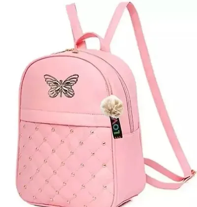 Elegant PU Pink Backpacks For Women