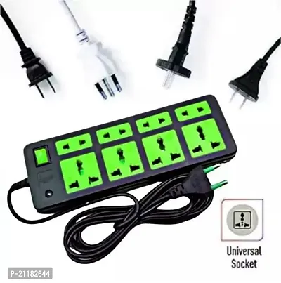 Mini Power Strip 4+4 Socket Extension Cord/Board With 1 Switch, Led Indicator, Safety Fuse And Socket International Sockets, 2 Meter Cord Wire Length.