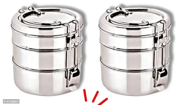 Stainless Steel Tiffin Box with Lid Pack Of 2-thumb0