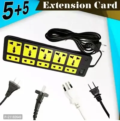 Mini Power Strip 5+5 Socket Extension Cord/Board With 1 Switch, Led Indicator, Safety Fuse And Socket International Sockets, 2 Meter Cord Wire Length