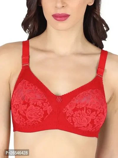 Stylish Red Polyester Solid Bras For Women