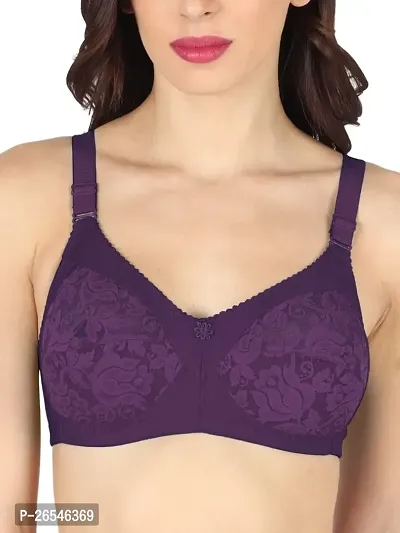 Stylish Purple Polyester Solid Bras For Women