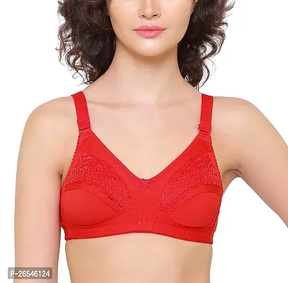 Stylish Red Lace Solid Bras For Women