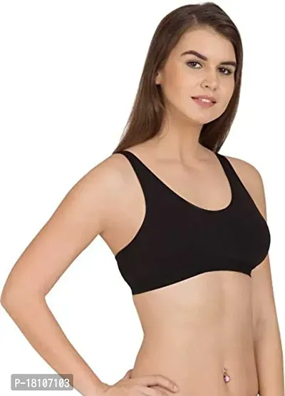 YOFAMA Women?s Multi Color Air Bra Stretchable Seamless Non Padded Non Wired Women Running Gym Yoga Fitness Sports Bra for Women and Girls Free Size Combo Set Pack of 3 (3Pieces-Black)-thumb3