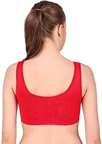 YOFAMA Women?s Multi Color Air Bra Stretchable Seamless Non Padded Non Wired Women Running Gym Yoga Fitness Sports Bra for Women and Girls Free Size Combo Set Pack of 3 (3Pieces-Red)-thumb2