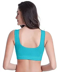 YOFAMA Women?s Multi Color Air Bra Stretchable Seamless Non Padded Non Wired Women Running Gym Yoga Fitness Sports Bra for Women and Girls Free Size Combo Set Pack of 3 (3Pieces-SkyBlue)-thumb1