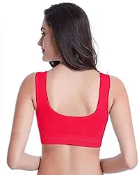 YOFAMA Women?s Multi Color Air Bra Stretchable Seamless Non Padded Non Wired Women Running Gym Yoga Fitness Sports Bra for Women and Girls Free Size Combo Set Pack of 3 (3Pieces-Red)-thumb3