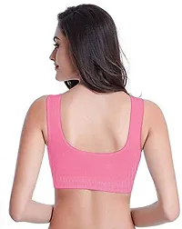 YOFAMA Women?s Multi Color Air Bra Stretchable Seamless Non Padded Non Wired Women Running Gym Yoga Fitness Sports Bra for Women and Girls Free Size Combo Set Pack of 3 (BabyPink-Black-Purpal)-thumb2