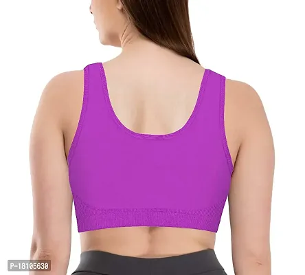 YOFAMA Women?s Multi Color Air Bra Stretchable Seamless Non Padded Non Wired Bra for Women and Girls Fits Best to Bust Size 28 to 40 inches Free Size Set Pack of 3 (Purple-Black-SkyBlue, Free Size)-thumb2