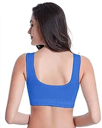 YOFAMA Women?s Multi Color Air Bra Stretchable Seamless Non Padded Non Wired Women Running Gym Yoga Fitness Sports Bra for Women and Girls Free Size Combo Set Pack of 3 (3Pieces-Blue)-thumb1