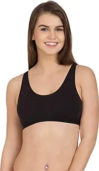 YOFAMA Women?s Multi Color Air Bra Stretchable Seamless Non Padded Non Wired Women Running Gym Yoga Fitness Sports Bra for Women and Girls Free Size Combo Set Pack of 3 (3Pieces-Black)-thumb1