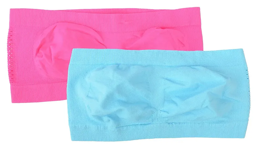 CANDY Strapless Bra, Tube Bra Set of 2 (57_Pack_of_2-30, and Blue, 30)