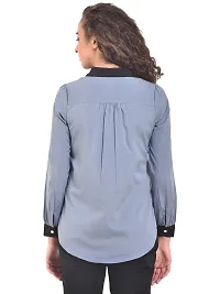 Women's  Girls Sky Blue Crepe Solid Shirt with Full Sleeves-thumb3