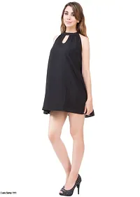 Womens  Girls Black Georgette  Crepe A-line Mini Dress with Bead Work-thumb3