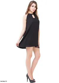 Womens  Girls Black Georgette  Crepe A-line Mini Dress with Bead Work-thumb2