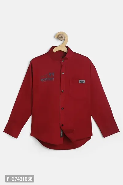 Stylish Maroon Cotton Blend Printed Shirts For Boys