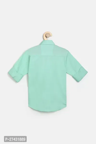 Stylish Green Cotton Blend Solid Shirts For Boys-thumb2