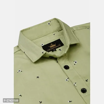 Stylish Green Cotton Blend Printed Shirts For Boys-thumb3
