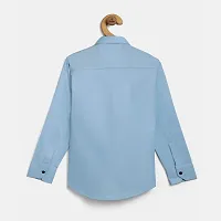 Stylish Blue Cotton Solid Shirts For Boys-thumb1