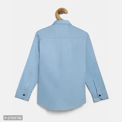 Stylish Blue Cotton Solid Shirts For Boys-thumb2