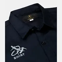 Stylish Navy Blue Cotton Solid Shirts For Boys-thumb3