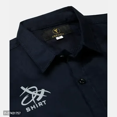 Stylish Navy Blue Cotton Solid Shirts For Boys-thumb4