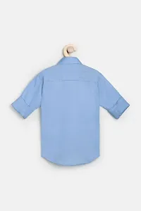 Stylish Blue Cotton Blend Solid Shirts For Boys-thumb1